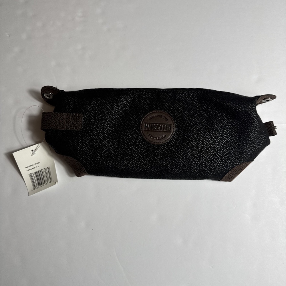 MANSCAPED The Shed Travel Storage Bag Black Brown Toiletry Dopp Kit ID-MAN-TB-01